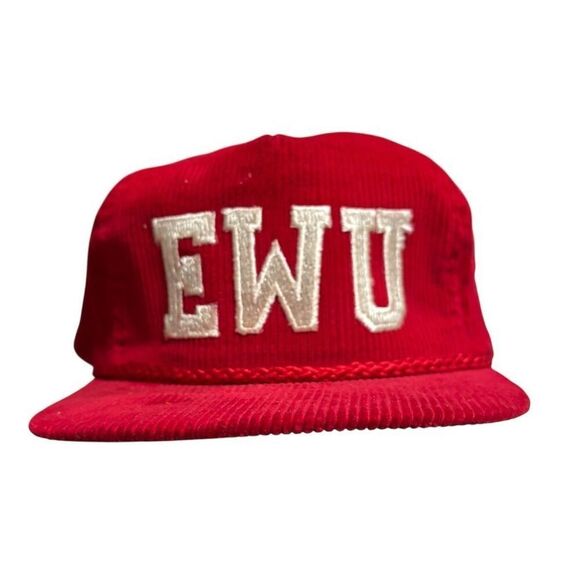Vintage EWU Eagles Red Corduroy Snapback Hat Adjustable Cap Unisex - Picture 1 of 5
